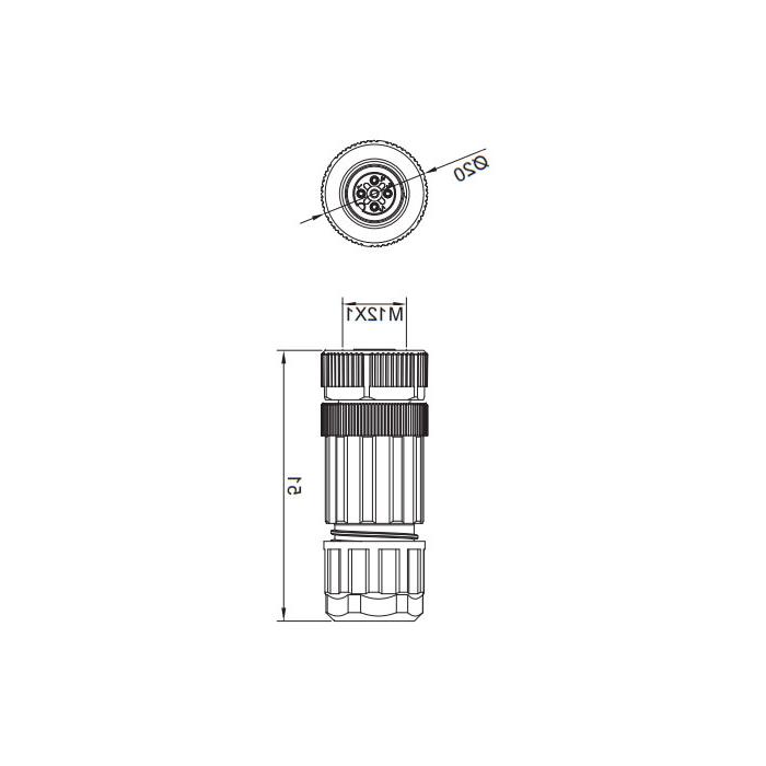 M12 4-PIN, female straight, screw connection, 64F021